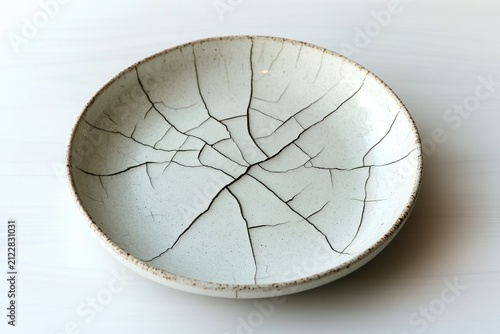 Concept image of damaged ceramic object highlighting imperfection minimalism and raw aesthetic.