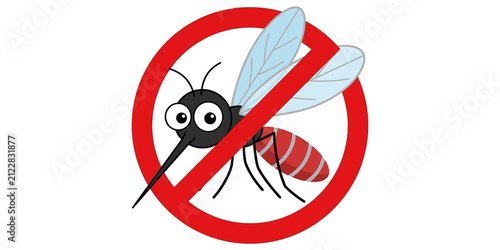 Quadro su tela Prohibition sign showing a mosquito for insect control concepts.