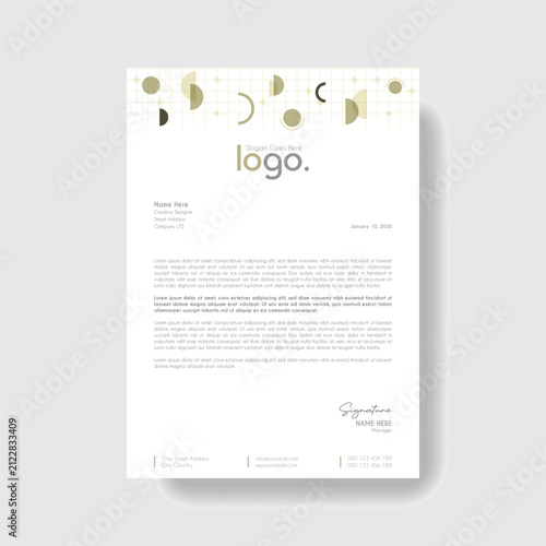 Modern-Corporate Geometric Business Letterhead Template With Minimal Circle Elements Professional A4 Stationery Design Clean Branding Identity Layout For Company Office Documentation