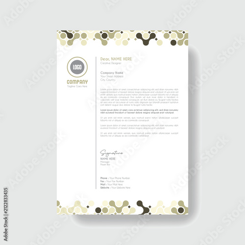 Modern-Corporate Geometric Business Letterhead Template With Minimal Circle Elements Professional A4 Stationery Design Clean Branding Identity Layout For Company Office Documentation