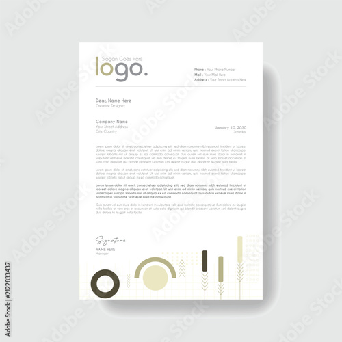 Modern-Corporate Geometric Business Letterhead Template With Minimal Circle Elements Professional A4 Stationery Design Clean Branding Identity Layout For Company Office Documentation