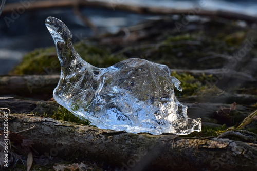 Photography Ice hummocks on the river in winter, closeup of photo