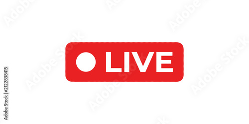 Fotografie Red live streaming button isolated on transparent background.