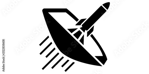 Canvas Print Satellite dish launching rocket icon depicting communication and space exploration technology