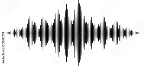 Sound wave graphic as a black silhouette isolated on transparent background