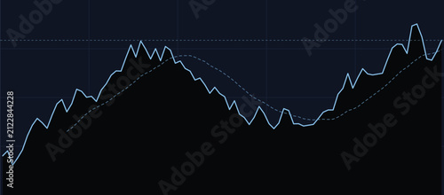 Konstfotografi Abstract financial chart with stock market fluctuations and trend line digital v