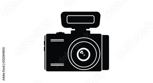 Foto Camera Silhouette On White Background Minimalist Graphic Design
