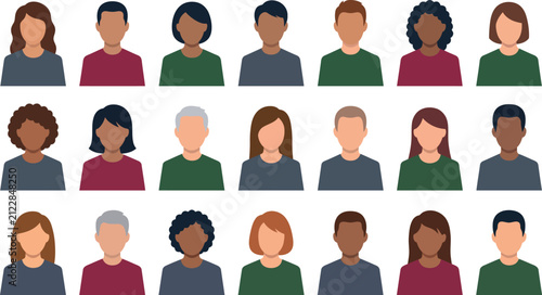 Set of diverse people avatar icons representing various ethnicities and genders for professional user profile design