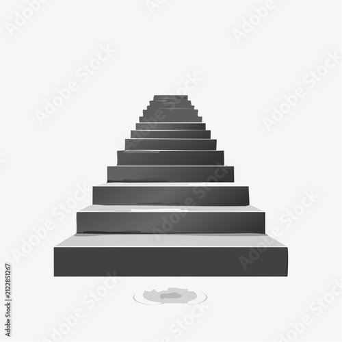 Escalier en perspective, illustration symbolique de progression et montée vers l’objectif