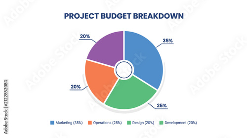 Pie chart with percentage breakdown flat vector silhouette