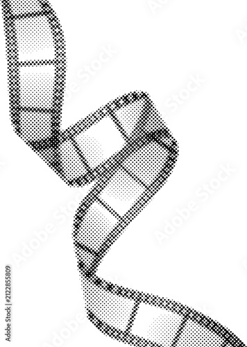 Abstract cinema film strip design featuring a creative halftone texture vector style on a white background