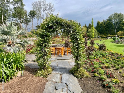 A plant archway in a botanical garden