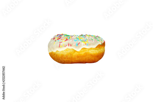 Rainbow Sprinkle Donut Side View Isolated Transparent Background Sweet Bakery Dessert PNG