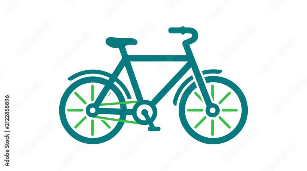 Fototapeta premium Flat Design Green Bicycle Vector Illustration.