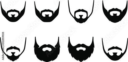 Fotografía Collection of Beard and Mustache Silhouette Styles for Barber Logo Design and Gr