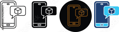 Four Different Styles Of Mobile Phone Cube Icons
