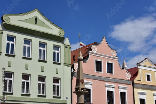 traditional form of houses in squares in South Bohemia in Czech republic