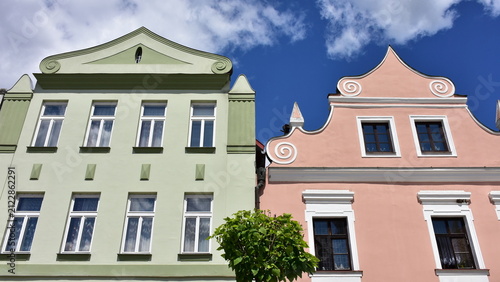 traditional form of houses in squares in South Bohemia in Czech republic