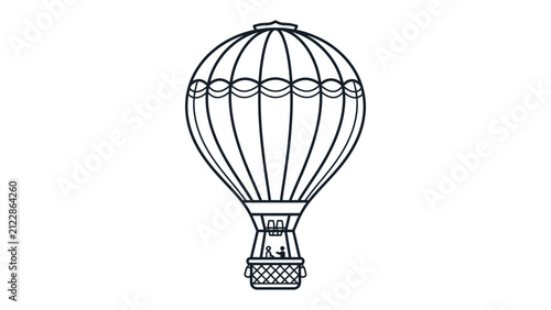 Hot Air Balloon Outline: A classic hot air balloon rendered in a simple, elegant outline style, ready to take flight against an empty backdrop.