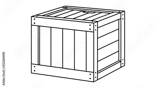 Wooden Crate Illustration: A simple line drawing of a sturdy wooden crate, perfect for representing shipping, storage, or rustic packaging.
