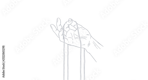Foto A delicate sketch depicts a hand manipulating or holding several thin descending