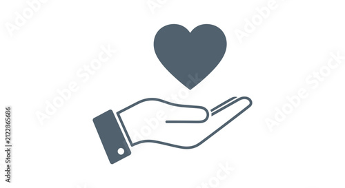 Quadro su tela A dark blue heart is being held gently in an open human hand illustrating care