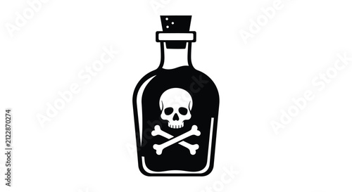 Obraz na plátne A stark black silhouette of a poison bottle featuring a skull and crossbones war