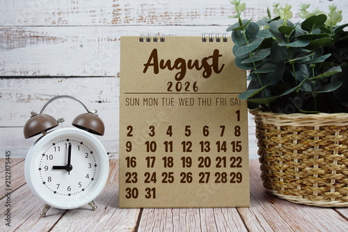 August 2026 annual monthly desk calendar for planning and management