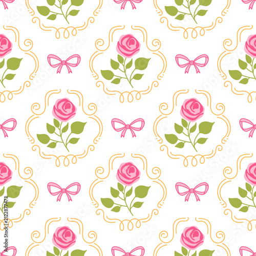 Vintage seamless pattern with roses