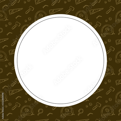 Circle frame of Construction tool in hand drawn style