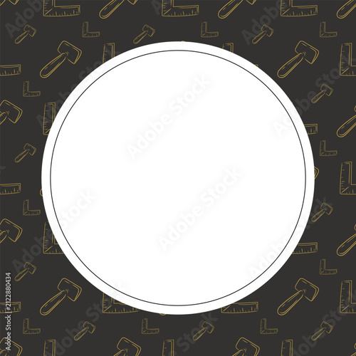 Circle frame of Construction tool in hand drawn style