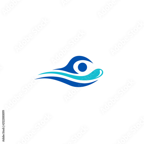 People Swimming Logo Design. Swimming Sport Icon Vector