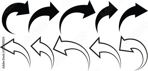 Curved Arrows Undo Redo Icon Vector Set for Website UI Navigation