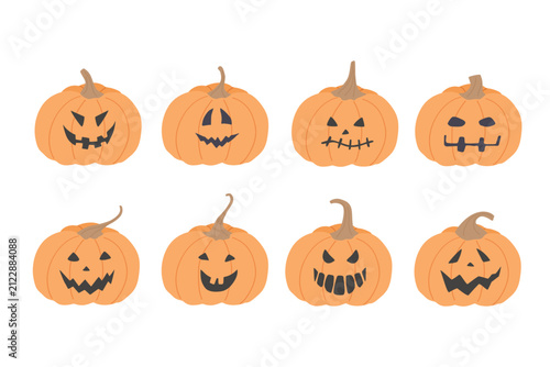 Halloween pumpkin collection. Autumn print. Vector illustration on white background