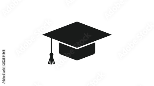 Minimalist black graduation cap icon with dangling tassel representing academic achievement and higher education success milestones