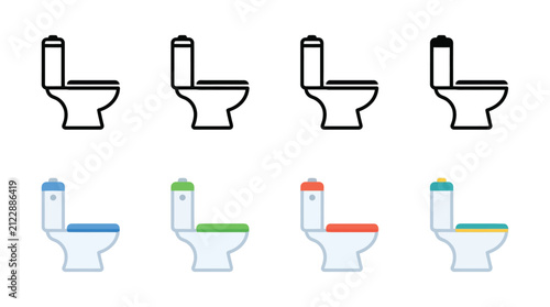Foto Toilet Set In Various Styles Flat Icon Silhouette