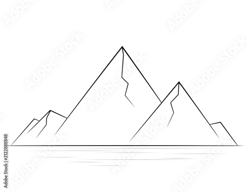Minimalist mountain sketch with sharp, angular peaks