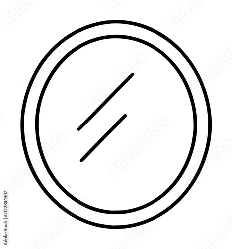 фотографія Minimalist hand-drawn vector icon depicting a round mirror with two diagonal ref