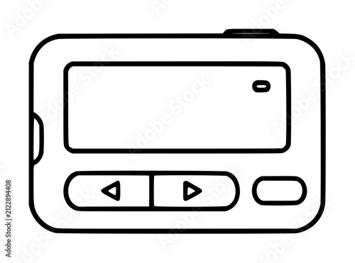 Foto Hand traced black outline vector icon illustration of a retro pager device with