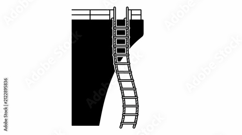 Industrial ladder icon attached to a structural wall section.