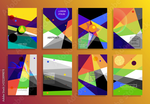 Bold Geometric Brochure Cover Templates Collection with Transparent Abstract Shapes