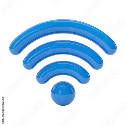 Glossy blue signal strength indicator as 3d png isolated icon on transparent background for network web use.
