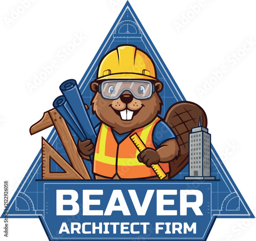 Bild auf Leinwand Beaver Architect Firm: Beaver Architect Firm Construction Engineering Logo