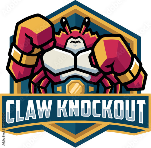 Canvas Print Claw Knockout: Claw Knockout Heavyweight Boxing Crab Logo
