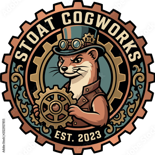 Stoat Cogworks: Stoat Cogworks Steampunk Mechanical Inventor Logo