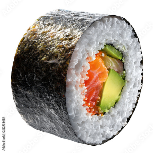 Freshly made california roll sushi isolated on transparent background