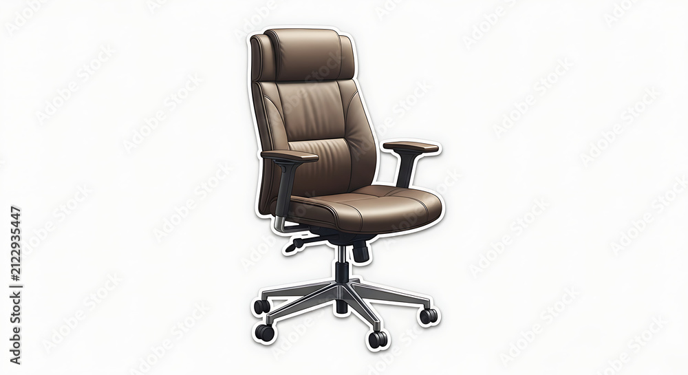 Obraz premium Modern ergonomic office chair with adjustable armrests and fivestar base isolated on clear background