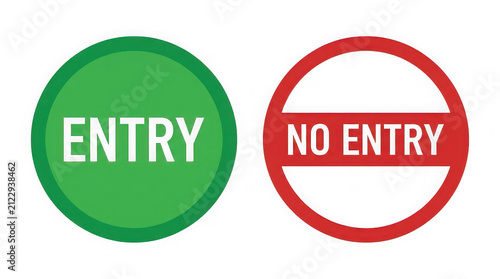 Fotografie Entry and no entry signs, indicating permission and restriction to access