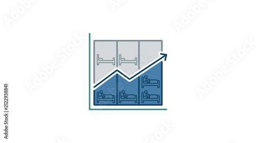 Fotografie Graph showing rising hospital bed occupancy rates represents increasing demand for patient care