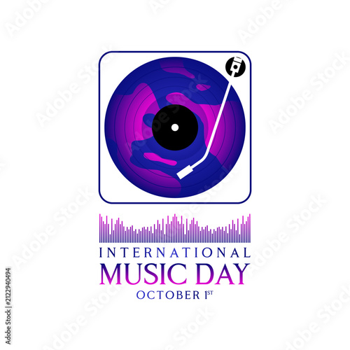 Modern International Music Day vector illustration featuring stylized vinyl record